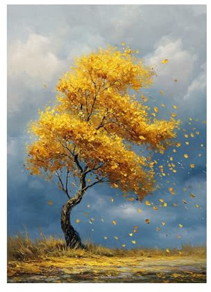 AMXBZC Quadri Moderno Piante Albero d'oro della vita Soggiorno Decorazioni,Camera da Letto Bagno,Cucina Ufficio,Sala da Pranzo Bar poster(Giallo 35)-60x90cm Non incorniciato