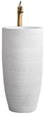 Vintage Lavabo de pedestal independiente cerámica for exteriores, lavabo integrado con grifo y desagüe decorativo