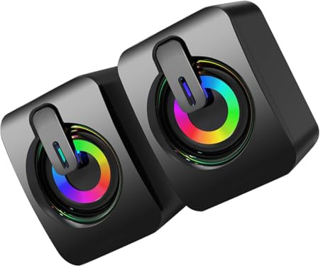 BAZEITFLOW Gaming Speakers Usb Powered Computer Speakers with 3.5Mm Audio Jack Wired Pc Speakers for Laptop Tablet Projector Phone Led Breathing Light Home Office