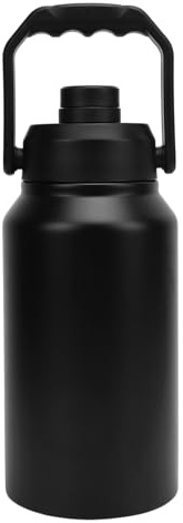 Pssopp Botella Deportiva de Acero Inoxidable de 3 Litros, Botella de Agua Al Vacío con Resistente, Apertura de Boca Ancha, Ideal para Senderismo, Camping, Ciclismo y Entrenamiento en el (BLACK)