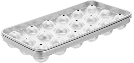 SHINEOFI Moule à Glaçons Sphérique Inox 304 pour Congélateur, Bac à Billes Rond 18 Compartiments, Congélation Rapide, Usage Maison et Boissons, Coffret Présent Inclus