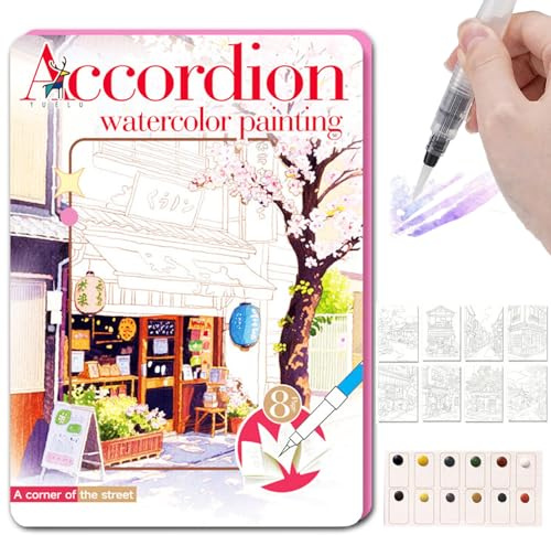 Libro de Colorear para Adultos por Números, NANASUGUR Kit Acuarela Completo Set para Pintar Libro Colorear Perfecto para Viajes y Uso en Casa