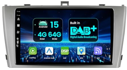 MISONDA Radio de Coche Android 15 de 9 Pulgadas para Toyota Avensis T27 2008-2015 - [4G+64G] - Dab+/DSP/Carplay/Android Auto Integrado - Cámara Gratis y Mic - con Control en el Volante 4G WiFi BT RDS