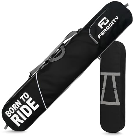 Premium snowboardväska 170 cm boardväska för snowboard robust utomhus board ryggsäck med fack förvaring vattentätt 600D polyestertyg med PVC impregnerat unisex färg svart Born to Ride [051]