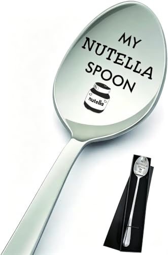 panee Cucchiaio in acciaio inox My Nutella Spoon, inciso, 19,5 cm, argento, per gli amanti della Nutella