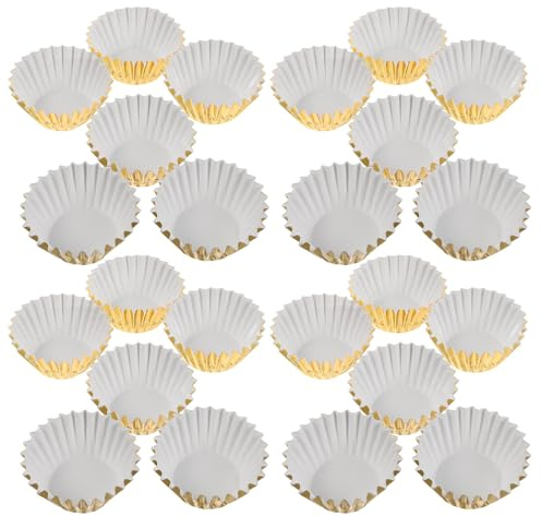 SOLUSTRE 500 Moldes de Aluminio Dorados para Hornear Mini Cupcakes, Capacillos para Muffins Pequeños, Papel de Aluminio Grueso Antiadherente, para Repostería y Fiestas