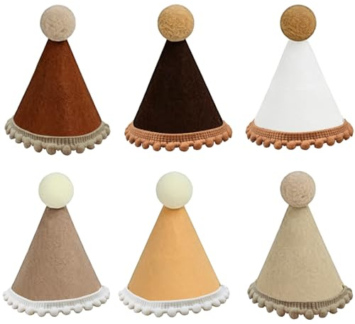 Shensuii Mini Party Hats for Toy Animals, Reusable Teddy Bear, 6Pcs | Quality Material, Cone Design Adds Joyful Birthday Celebration Mood, Suitable for Birthday Parties and Showers