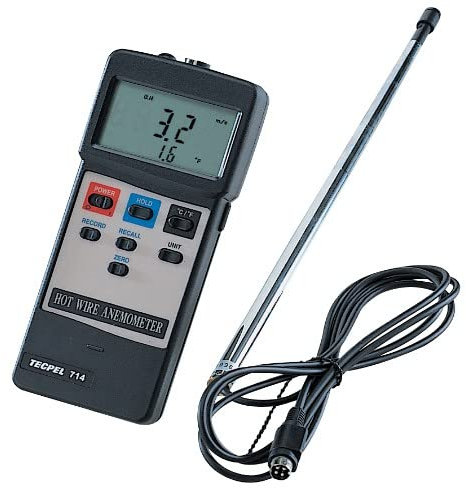 Tecpel Anémomètre à fil chaud pour mesurer la vitesse du vent AVM-714