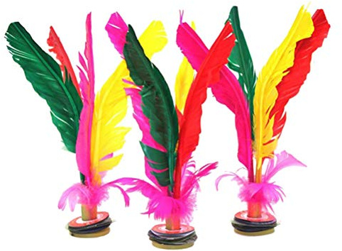 LIOOBO 10 Stück Federball-Set – Bunte Feder-Jianzi mit Gummifuß für Outdoor-Sport und Fitness