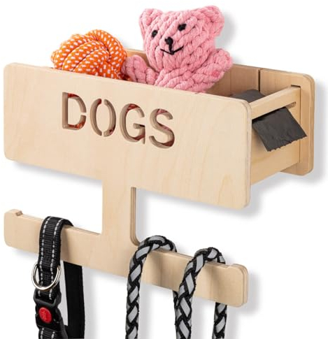 INEXTERIOR Hundegarderobe aus Birkenholz - personalisierbar Deutschland gefertigt - Garderobe für Hundeleinen