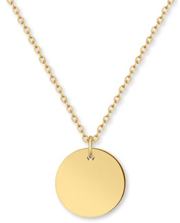 GD GOOD.designs Halskette Damen mit Coin Plättchen - Wasserfest - Edelstahl Kette mit Kreis in Gold - Silber - Roségold
