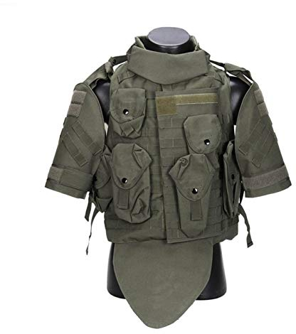 AOSUAI Taktische Weste Taktische Weste Camouflage Body Armor Kampfweste Mit Beutel/Pad Airsoft Militär Sturmtellerhalter Kleidung Outdoor (Color : Green, Size : One Size)