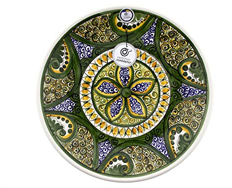 CERÁMICA RAMBLEÑA | Plato Decorativo para Colgar en Pared | Plato de cerámica | Plato de Pared | Plato Pared Modelo D26 | 100% Decorado a Mano | 35x35x5 cm