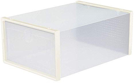 Lot de 6 boîtes à chaussures transparentes pliables et empilables, avec ou sans séparateur, pour chaussures ou chaussures jusqu'à taille 42 (sans séparation)