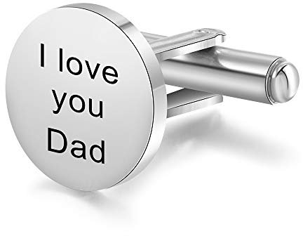 Manschettenknöpfe Herren Edelstahl Silber Personalisiert Manschettenknöpfe mit Gravur Schmuck für Herren Mann Vater Geburtstag Valentinstag Jubiläum Geschenk (Stil 1)