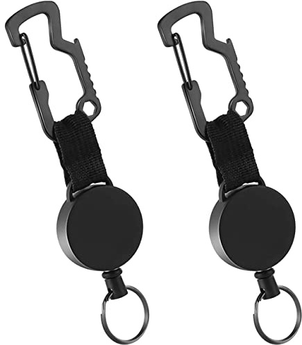 2 pezzi Portachiavi Retrattile Filo Acciaio,Bobina Badge,Rullo Portachiavi,Portachiavi Estensibile, clip porta badge per porta carte d'identità