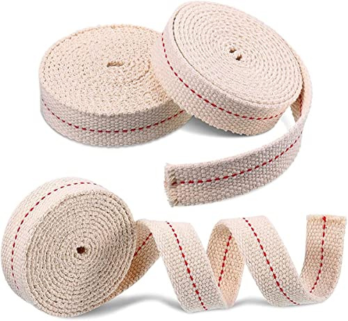 3 rullar stark platt bomullsveke, 1,27 cm (1/2 tum) veke oljelykta för fotogenbrännare, spisbelysning, oljelykta, oljelampa, veke, rulle, tillverkning, gör-det-själv, tillbehör