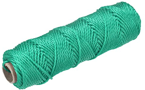 sourcing map Twisted Mason Line Nylon Twine String Cord Green 50M/164 Feet 3MM Dia for Netting, Landscaping, Home Improvement, DIY Projects, Crafting, Masonry, Gardening