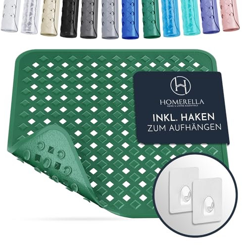 homerella® Tapis de Douche antidérapant Sensible à la Peau 53x53cm, Fixation INCL. | Tapis antidérapant Douche sans BPA | Tapis de Bain antiderapant résistant aux moisissures & Lavable en Machine
