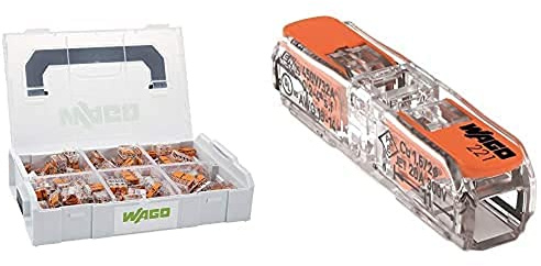 WAGO Original-Set, L-Boxx Mini, Verbindungsklemmen mit Hebel, Serie 221, 887-957 (236 Teile) & WAGO Klemme, 2-Leiter, 4 mm², Durchgangsverbinder mit Hebel, Transparent, 221-2411 (60 Stück)