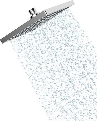 Hibbent Regenbrause Duschkopf(250 * 250mm), Edelstahl Regenduschkopf, Chrom | Eckig Einbauduschköpfe,Sparduschkopf regendusche, Schwenkbarer Strahlwinkel, üppiges Duscherlebnis, Einfache Installation