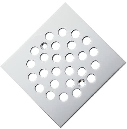 Square 4-1/4 Inch Screw-in Floor Drain Cover Replacement Stainless Steel Shower Drainer Grate with Screws (Chrome)