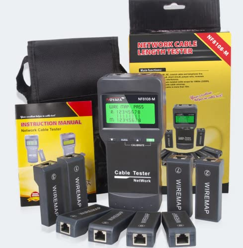 NOYAFA Netzwerkkabel Tester NF-8108-M, Netzwerktester Kabeltester mit LCD-Display, Netzwerk Tester Kabel Tester