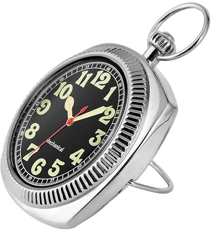 Uncovered Herren Mechanische Taschenuhr mit Kette, Uncovered Roman Design Zifferblatt Kette Mechanische Taschenuhren für Männer