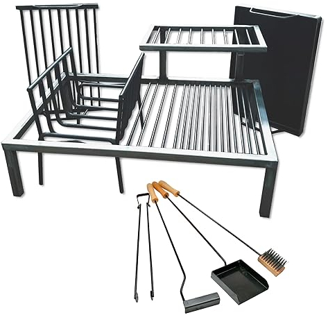 Argentinischer Luxus-Grill mit abnehmbaren Eisenmodulen + Feuerschale + Feuerwerkzeugen aus Eisen Argentinien – BBQ Parrilla Asado Sor Pampa Grill