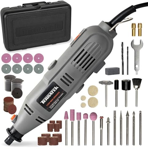 Terratek Corded Rotary Tool 150Pc Accessory Set, 135W Variable Speed 8000-33000RPM, Ideal for DIY Projects, Woodwork, Hobby Craft & Dremel Multi Tool Compatible with Carry Case Included