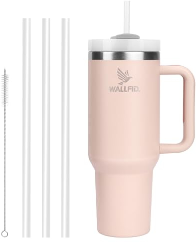 Gobelet de 40oz en Acier Inoxydable Isolé sous Vide, avec Couvercle et Paille, Idéal pour Boissons Chaudes/Froides, Parfait pour Café, Thé, Smoothies, etc (Quartz Rose)