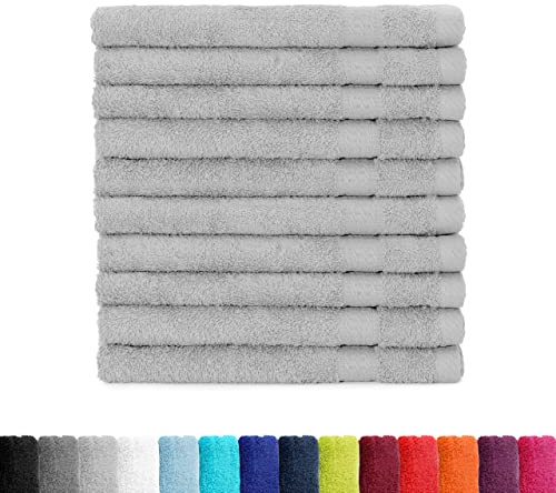 BaSaTex Frotté gästhanddukar 30 x 50 i set om 10 | gästhandduk 100 % bomull tillverkad i grönt | färg: silver