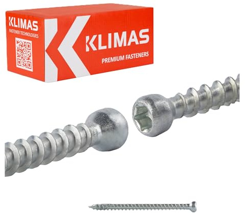 KLIMAS Holzbauschrauben Konstruktionsschrauben Vollgewinde Zylinderkopf ETA (100 Stück - Ø6mm x 100mm TX30)