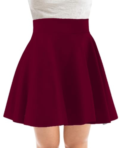 PopCouture kvinnors mini hög midja utsvängd skater-kjol, vin, 38/40 SE