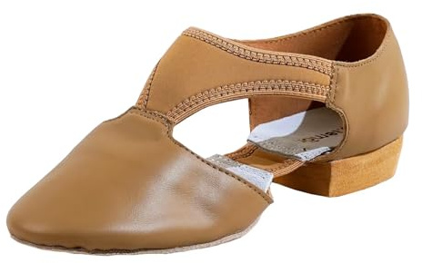 s.lemon dam läder delad sula jazzskor grekisk sandal dans lärare skor, BRUN, 36 EU