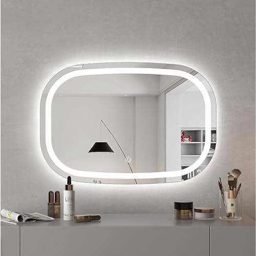 CENAP Horizontaler/vertikaler Badezimmerspiegel, LED-Kosmetikspiegel, Spiegel für die Wand, Kosmetik-Badezimmerspiegel mit Touch-Control-Schalter, Speicher, dimmbare Lichtfunktion (Farbe: horizont