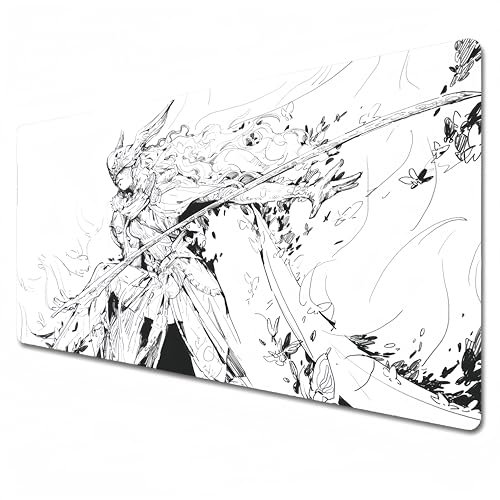 Elden Ring-Mauspad, Schwarz-Weiß, Gaming-Mauspad, XXL-Mauspad, 900 x 400, Büro-Schreibtischmatte, groß, wasserdicht, rutschfest, Malenia (80 x 30 x 0,3 cm)