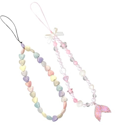 BSITSSS 2 PCS Bijoux De Telephone, Dragonne Bracelets Téléphone Portable, Chaine Telephone Portable, Chaine De Telephone, Pendentifs pour Téléphones Portables Universel Idéal pour Femmes et Filles