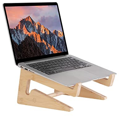 Nazareth Fair Trade Soporte para portátil de madera: elevador de portátil de bambú y soporte vertical para escritorio, compatible con MacBook, Dell, HP y todos los ordenadores portátiles