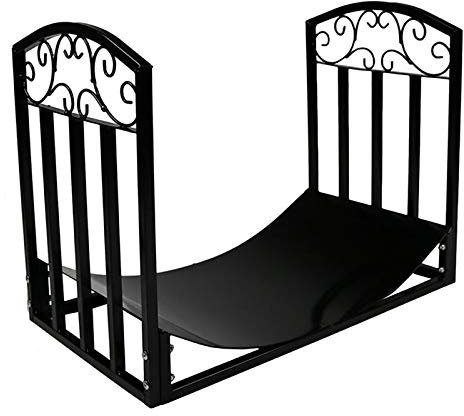 Heavy Duty Farmhouse Metal Firewood Rack with Scrolls Indoor/Outdoor Wood Holder S Stand for Kindling Logs Fireplace Firewood Rack Brackets
