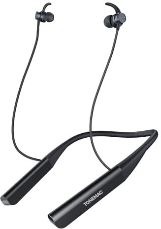 TONEMAC N19 Bluetooth Headphones, Magnetic Neckband Earbuds, 80Hrs Playtime, IPX4 Sweatproof, Deep Bass Earphones for Calls, Music, and Sports