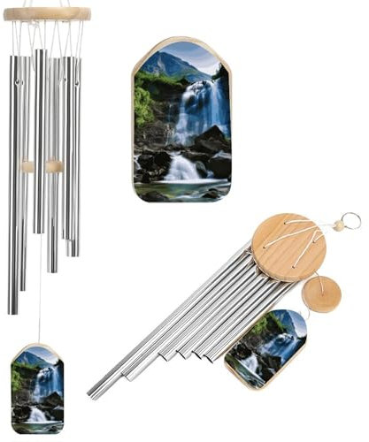 Landschaftliches Berg-Wasserfall-Windspiel für draußen, einzigartige Aluminiumröhren, Gedenk-Windglocke, groß, tiefer Ton, Windspiel für Terrasse, Garten, Dekoration, Geschenk für Mutter, Frauen,