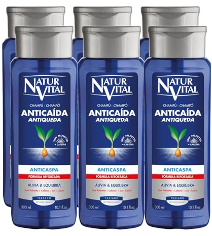 Pack 6 unidades de NaturVital Anticaída Anticaspa 300 ml +100 ml GRATIS