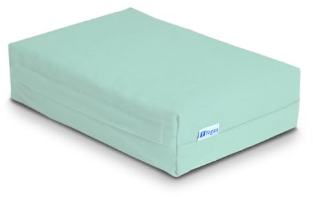 Yogan Coussin de tête (7,6 cm) pour yoga/pilates | Housse extérieure en coton bio (amovible et lavable) | Housse intérieure avec rembourrage en fibre recyclée | 30 cm x 20 cm x 7,5 cm (turquoise)