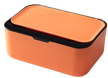 Feuchttücher Box, Feuchtuchspender mit Flip-Top-Deckel für Baby Erwachsene Einhandbedienung, Nachfüllbare Feuchtes Toilettenpapier Box Büro, Hält Tücher Frisch (Orange Schwarz,19x13x7.8CM)