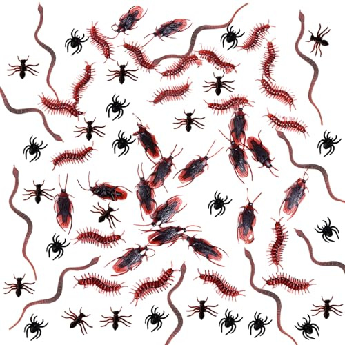 SSKHE Farce et Attrape Insectes en Plastique Réalistes,100 Pièces Faux Cafard, Serpent, Araignée, Centipé, Fourmi pour Halloween pour Enfants et Adultes Décoration de fête