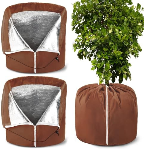 2PCS Thermo Topfschutz für Pflanzen,50*45cm Topfpflanzen Schutzbeutel für Pflanzen,Winterschutz für Pflanzen,Winter Topfschutz mit Zugband,Frost Schutz für Pflanzkübel,Schutzbeutel für Kübelpflanzen