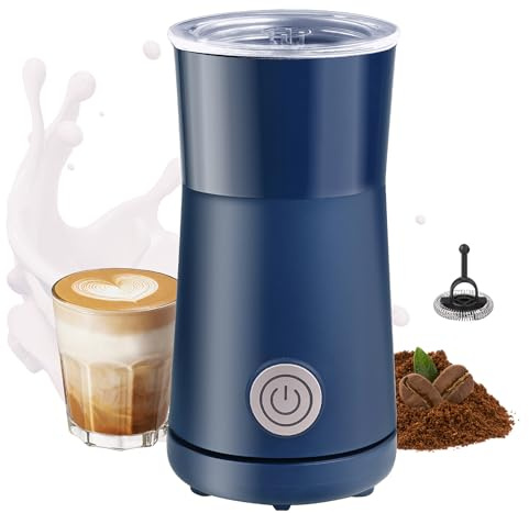 Huogary Milk Forther Simple Milk Frother and Steamer 2-in-1 Milk Steamer with Hot Milk Foam and Hot Milk for Latte, Macchiato, Cappuccinos, Blue