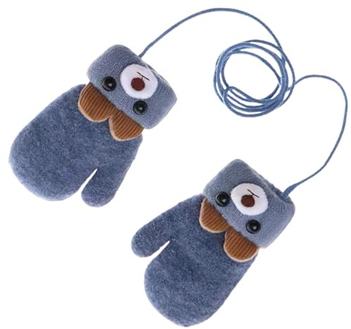 Guantes para Niños Pequeños,Guantes de Invierno con Forro Polar Cálido y Diseño de Oso,Elásticos y Térmicos,con Cordón de Cuello Colgante,para Bebés de 0 a 3 Años,en Temporada de Frío