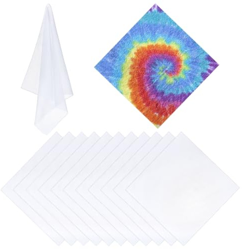 FINGERINSPIRE 12 weiße Bandanas Für Batik Partyzubehör 535 x 535mm Blankes Bandana Stirnband Quadratisch Blanker Bandana Schal Einfarbig Solide Baumwolle Großes Stirnband Kopfwickel Taschentuch
